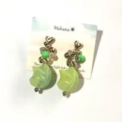 ネオンカラーグリーン☆ハートのポストピアス