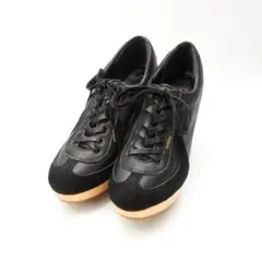 美品 durbuy 37 23.5 ウッドソールヒールスニーカー 黒/ED21