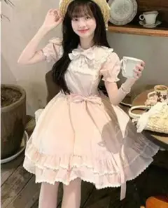フリル ピンク 半袖 ワンピース お嬢様 お姫様 ガーリー フェミニン ドット