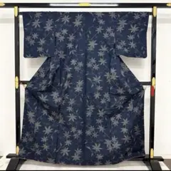 十日町紬 上品な楓の絣柄 着物 正絹 袷 広衿 RK-3917x