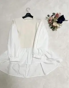 大人上品素敵フリル長袖シャツドッキングL アンドラブ&love