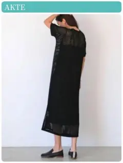 美品【AKTE】アクテ　メッシュ　ニット　ワンピース　半袖