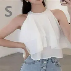 shein シーイン シフォンブラウス ベージュ オフホワイト S