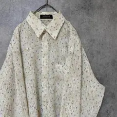 90s vintage 長袖　柄シャツ　日本製　ポリ　メンズ　L 古着　A7