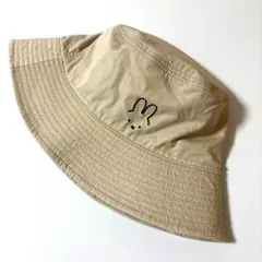 ☘️ミッフィ バケットハット ベージュ 刺繍 ワンポイント 57.5cm 綿