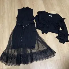 BUBBLES セット 黒 裾レース