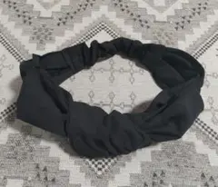 コットンリネン黒ヘアバンド　　 ハンドメイド