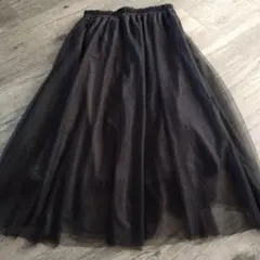黒 チュール ロングスカート