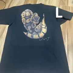 オリジナル限定ヘビのリアルバックプリントTシャツ L黒