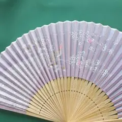 薄紫 鶴と花模様 扇子
