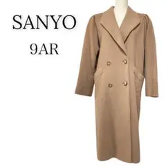 SANYO チェスターコート ロングコート 肩パット ダブルボタン マキシ丈