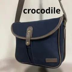 【美品】CROCODILE ネイビー キャンバス ショルダーバッグ ユニセックス