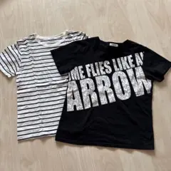 ストライプとプリントのTシャツ2枚セット