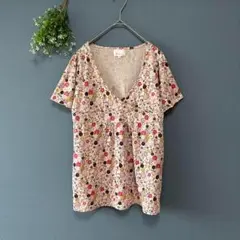 ザショップティーケー ［M］美品　フラワープリント　ウエストマーク　半袖Tシャツ