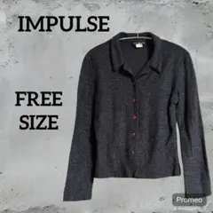 IMPULSE ダークグレー ボタン付きシャツ