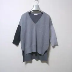 クルチアーニ Cruciani カシミヤカシミア パネル Vネック リブ ニット