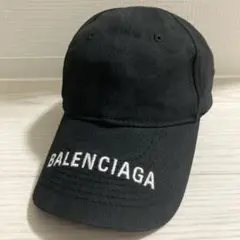 超美品✨BALENCIAGA　バイザーロゴ　キャップ　L58　マジックテープ　黒