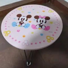 未使用 ミッキー ミニー 円形ミニテーブル 　ピンク