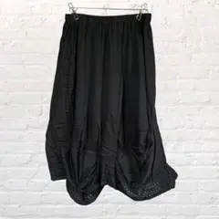 10056 CRESCENT クレッシェント 変形スカート 膝丈 黒 M 古着