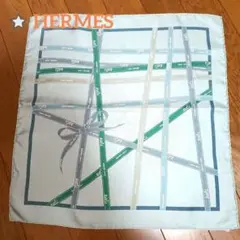 HERMES★ボルデュックリボン柄 ミニスカーフ