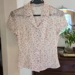 ピンク花柄 半袖シャツ