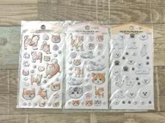 ぷくぷくアニマルステッカー　柴犬　ネコ　犬　3枚セット　平成レトロ