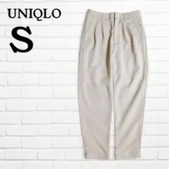 UNIQLO タックカジュアルパンツ ハイウエスト 後ろゴム入り S ベージュ