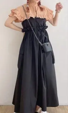 ダブルクローゼット　シャーリングウエストドローワンピース　スミクロ　2way