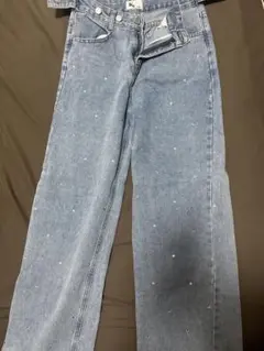 K's ビーズ装飾 ワイドレッグデニムパンツ