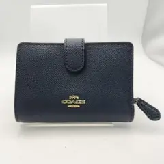 コーチ　折財布　財布　ウォレット　シグネチャー　ネイビー