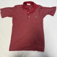 LACOSTE 赤 ストライプ ポロシャツ　D-HG-2
