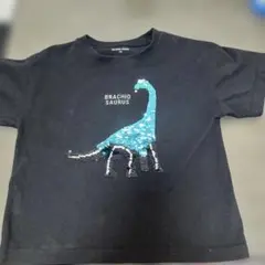 GLOBAL WORK 恐竜柄スパンコール　黒Tシャツ 110センチ