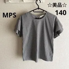 ☆美品☆MPS 半袖ブラウス　ラッフルスリーブ　フリル袖　チェック柄　140