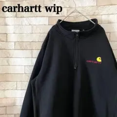 【美品】カーハートwip ハーフジップ スウェット 刺繍ロゴ ストリート XL
