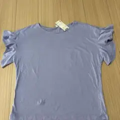 新品UNIQLO フリルスリーブ Tシャツ Sサイズ 61 Blue