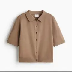襟付きカーディガン ベージュレサイズ