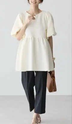 アメリカンホリック　ジャガードティアードカットプルオーバー　M アイボリー