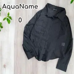 AquaName シアーシャツブラウス　ストライプ　黒　【0】