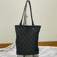 良品 GUCCI トートバッグ ハンド ミニ GG キャンバス 黒