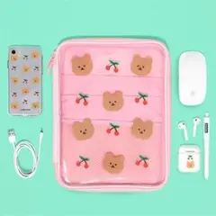 D9♡188 ipadケース ピンク くまデザイン さくらんぼ ケース 可愛い
