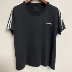 adidas アディダス ブラック 3本ライン Tシャツ ストライプ 2XL