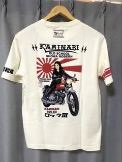 "KAMINARI カミナリモータース "ロックⅢ Tシャツ 白 中排気量