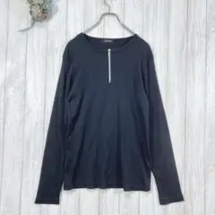 ☆PETITREITRE メンズ (L) 長袖 カットソー ジップアップ 黒