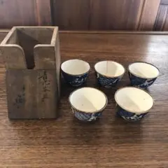 煎茶道具　華中亭道八造　御本手　青華　柳文　煎茶碗　五客　共箱　M　R6853 Yahoo!オークション -「道八 煎茶碗」の落札相場・落札価格