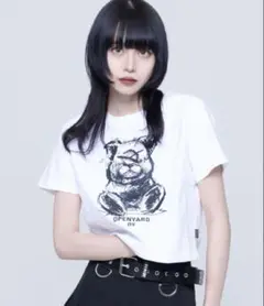 OY オーワイスケッチオードリークロップ ド丈半袖Tシャツくま