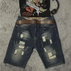 ハーフパンツ ダメージ加工 平成 グランジ 90s 古着
