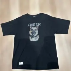 Schott ジャーマンシェパードプリント Tシャツ X-LARGE ブラック