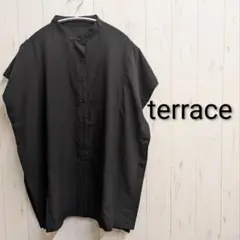 terrace テラス　スクエアバンドカラー　シャツ　ブラック