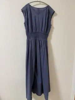 ダークグレー ノースリーブ ロングワンピース