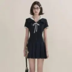 sunsetpark ミニ丈プリーツワンピース miu系穿搭
